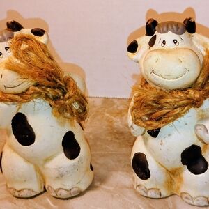 Charming Cow Figurines with Black Spots